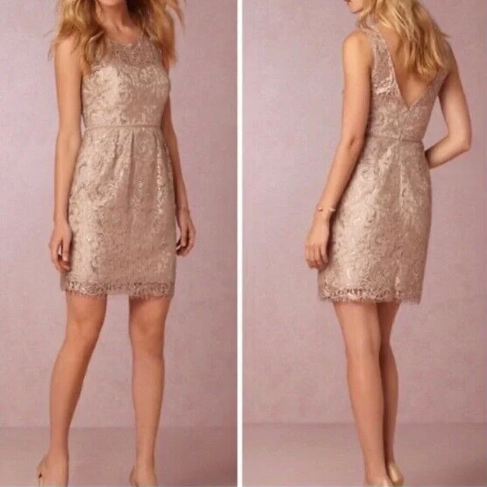 Jenny Yoo BDHLN Collection Sandstone Lace Cocktail Dress Size 6